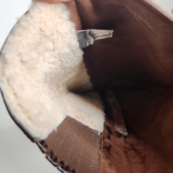 Ugg Cydnee Tall Knee High Moto Boots in Fawn Tan Suede Leather Women's Size 9 - Picture 3 of 11